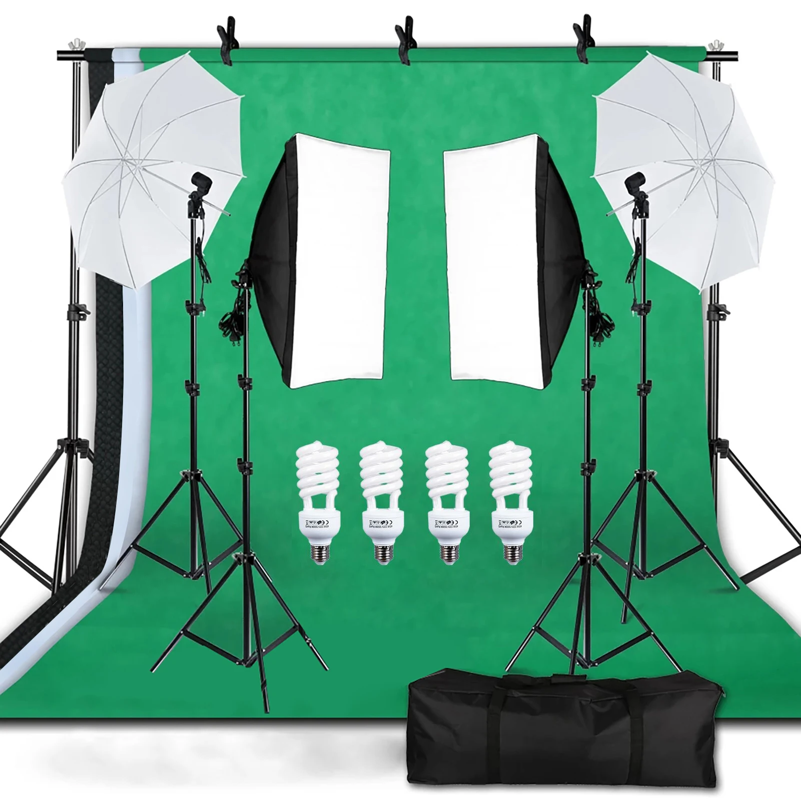 Andoer Studio Photography Light Kit Softbox Lighting Set Including 45W LED Light Bulbs/50x70cm Softbox/ 33 Inch White Photograph