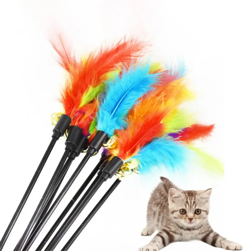 Juguete de primavera con ventosa para gato, varita de plumas de ratón multicolor, suministros interactivos para mascotas