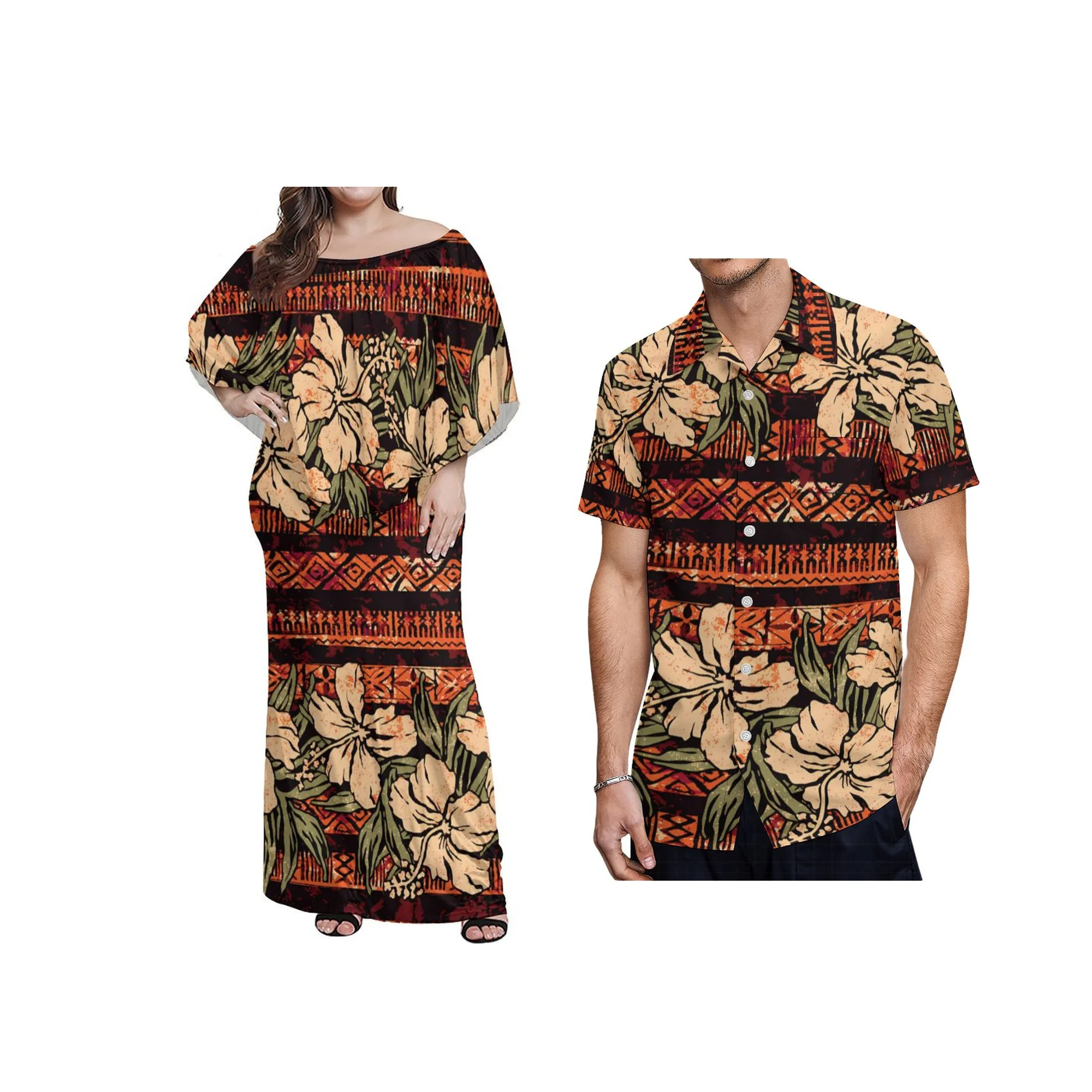 Big Size 7XL Hawaii Off The Shoulder Dress For Lady Polynesian Tribal   Print Dresses Women Casual Custom Poncho Dress