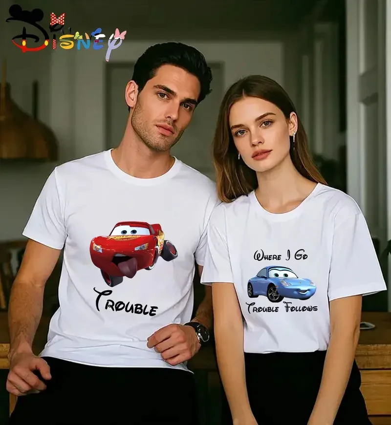 

Новая футболка унисекс с изображением машинки молнии Маккуин, футболка с героями мультфильмов Диснея для мужчин и женщин, летняя хлопковая футболка, повседневный топ с короткими рукавами, подарок на день рождения