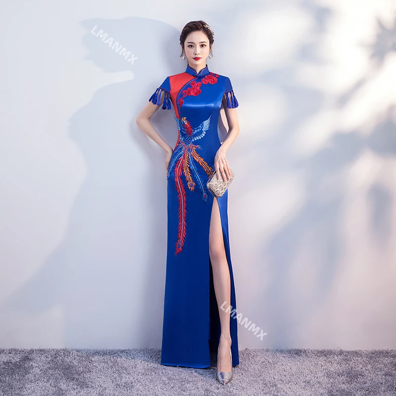 

Ladies New Cheongsam Fashion Long model Show Dress Auto Show Dresses Women Maxi Dress Sexy banquet Evening Party Dress