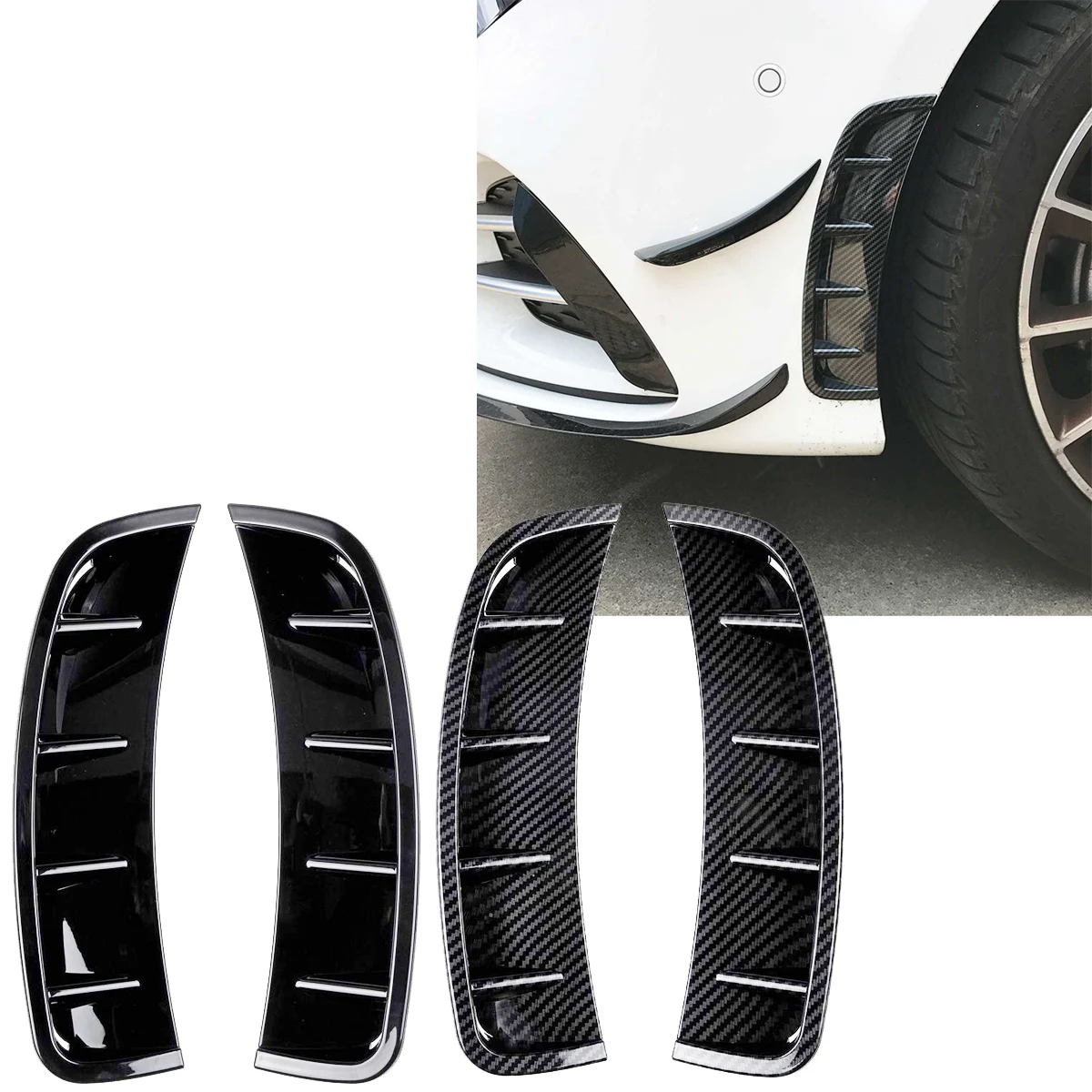 W177 Front Bumper Side Air Vent Splitter Spoiler Wheel Canard Trim Cover For Mercedes Benz A Class A180 A200 A220 A250 2019 2020