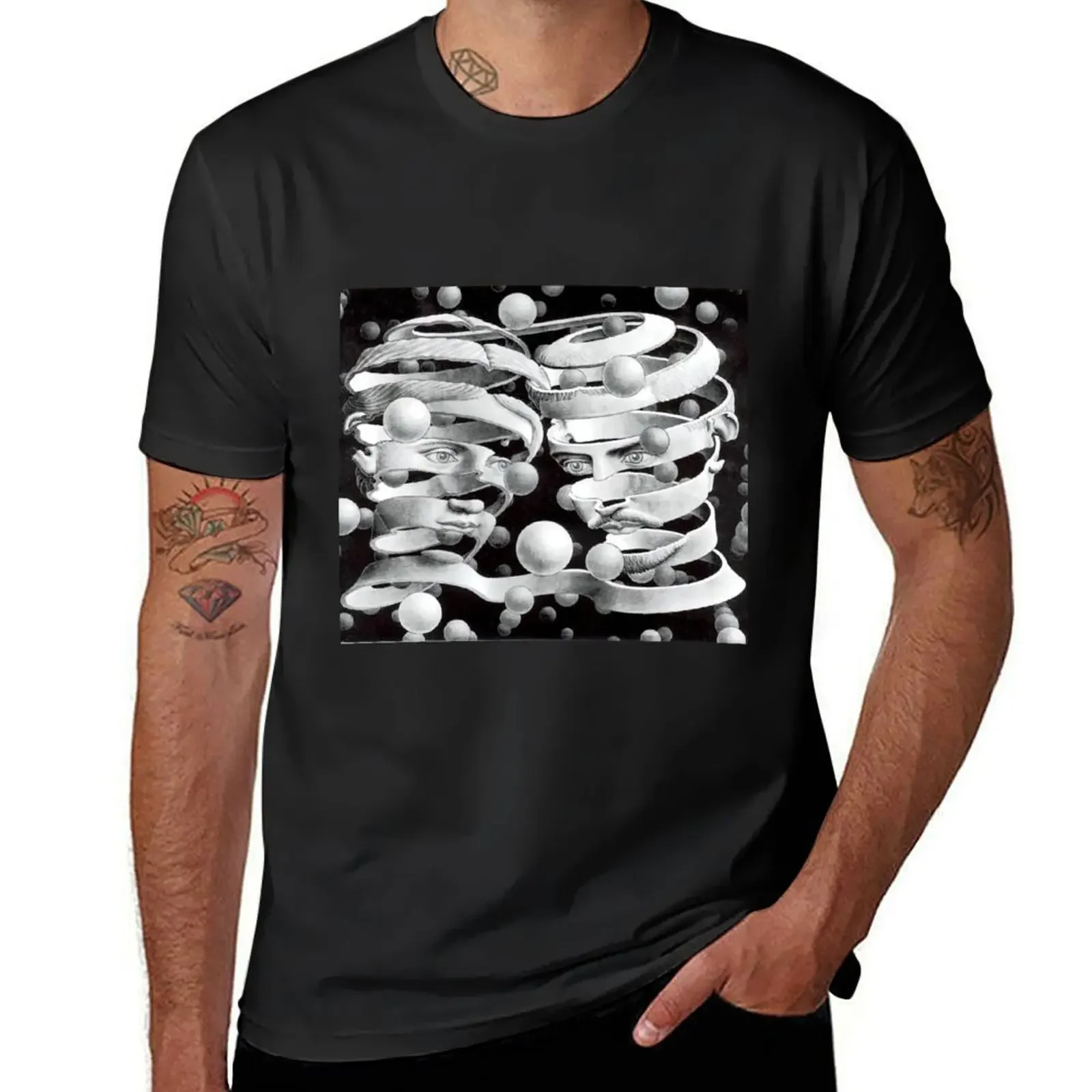 Bond of Union by M.C. Escher T-Shirt quick-drying summer top mens t shirts casual stylish