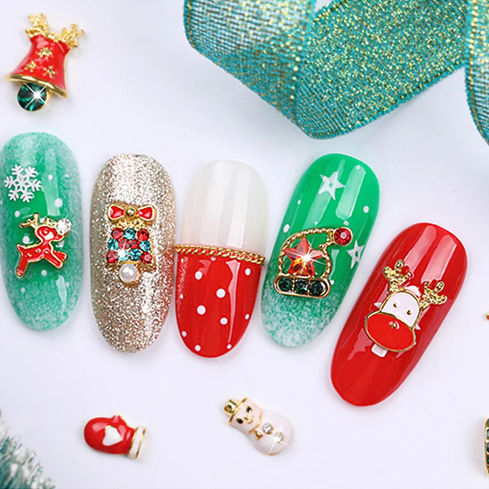 

Christmas Manicure Decor Metal Nail Art Supplies Exquisite DIY Patterns for Home Salon 3 Boxes Nail Decoration