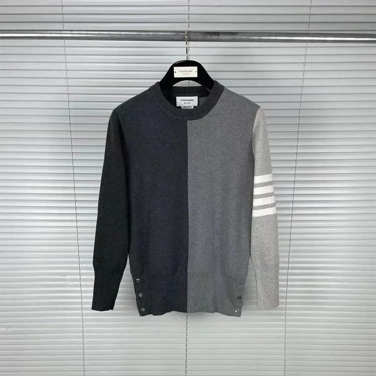 TB Tom Autumn/Winter New Three-Color Grey Knit Round Neck Sweater Men Women's Casual Fashionable Versatile Wool Shirt