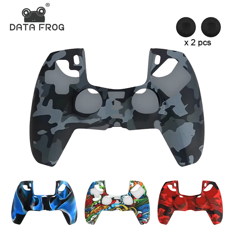DATA FROG Camo Silicone Protective Skin Cover for PS5 Controller Anti-Slip Grip Case Gaming Accessories