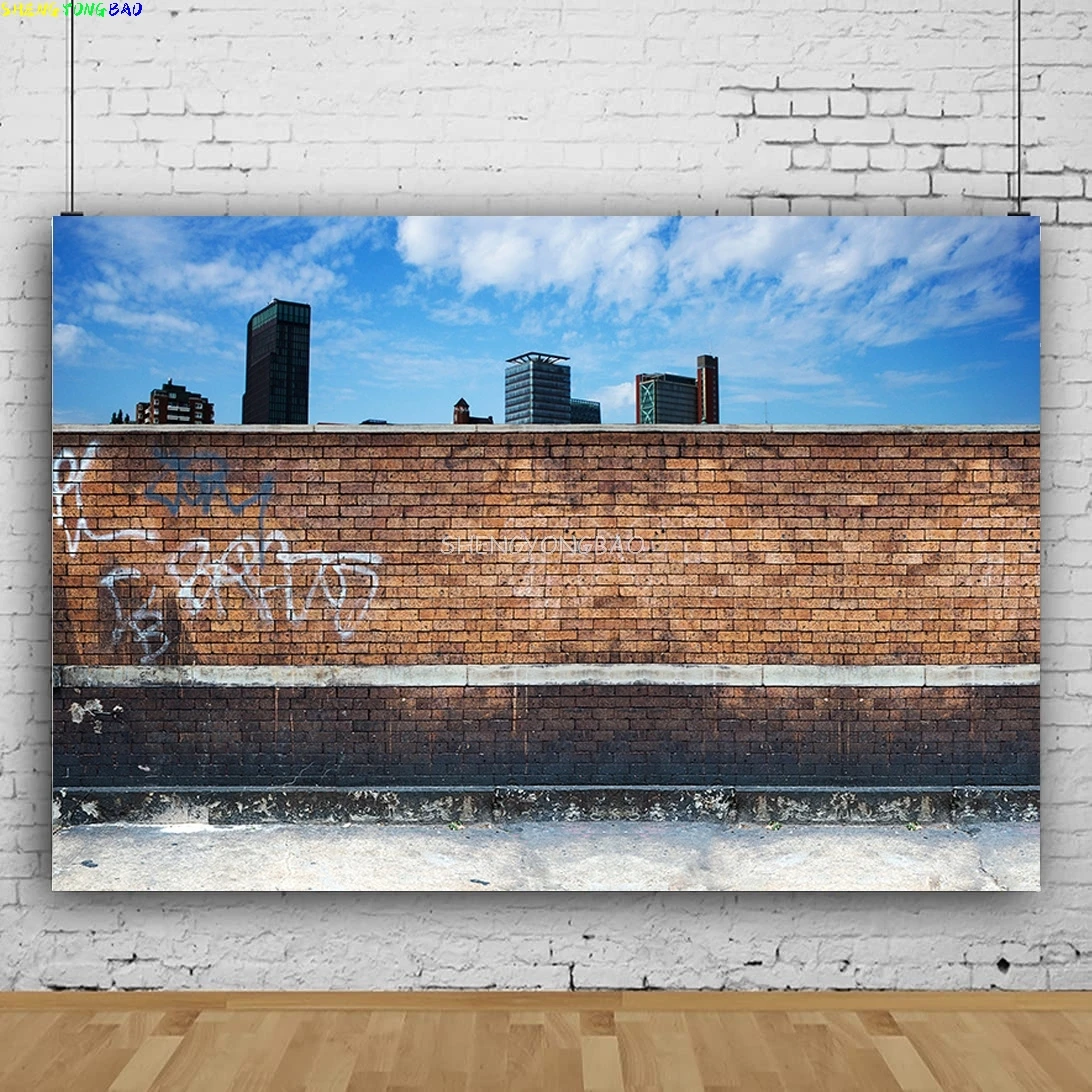 

SHENGYONGBAO Vinyl Custom Photography Backdrops Prop Brick Wall Graffiti Indoor Room Theme Photo Studio Background ZQQ-02
