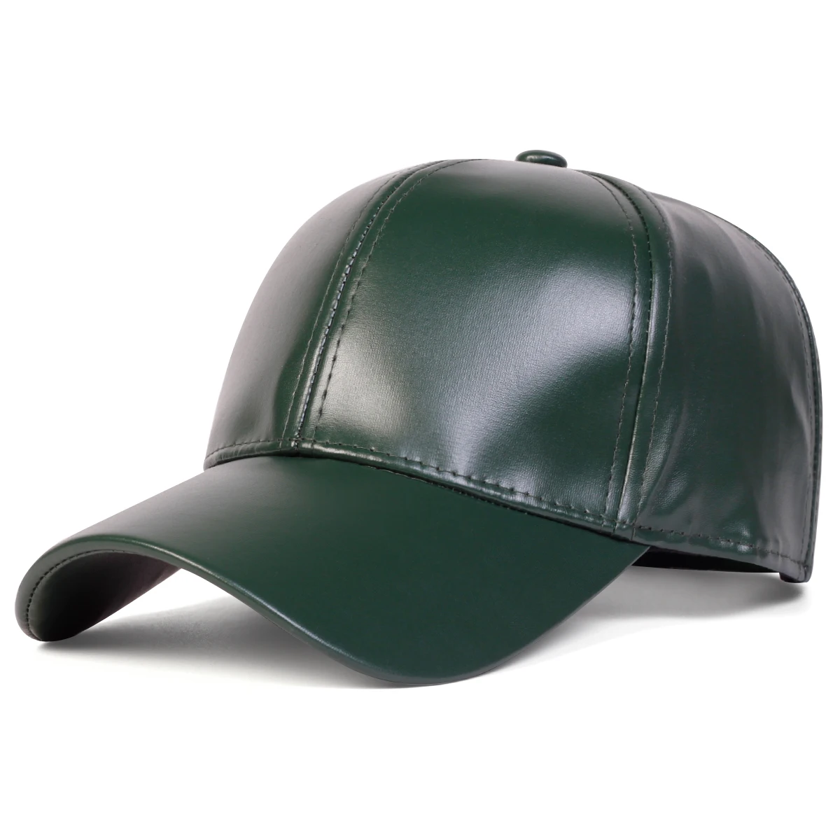 Unisex-Baseballmütze aus PU-Leder mit hellem Panel und einfarbigem Design, verstellbar für Frühling und Herbst, lässiger Sonnenschutzhut für den Außenbereich – Detail 4