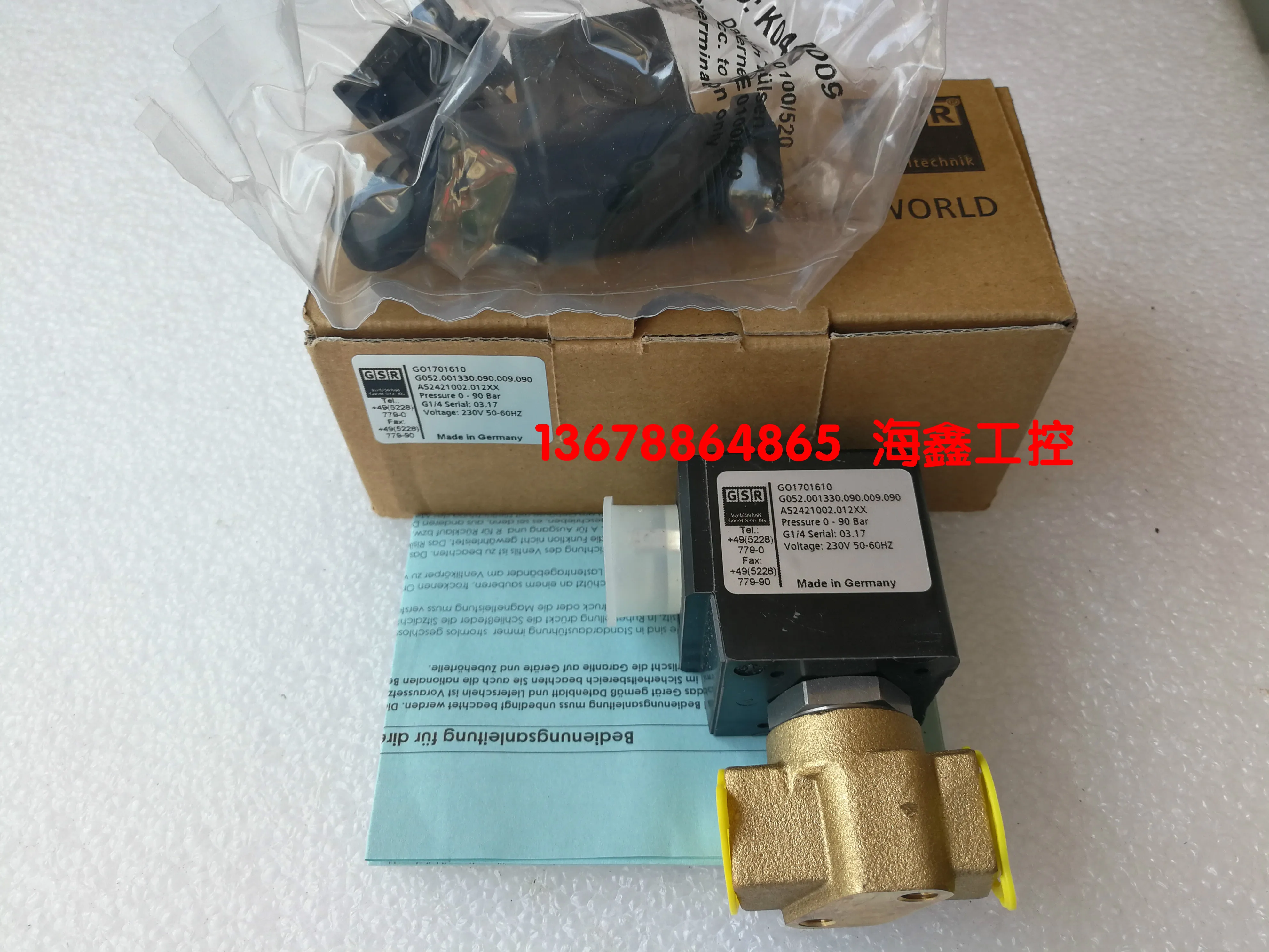 

2025 GO1611097 A52401004.012XX GSR solenoid valve K0510110 150bar 24V