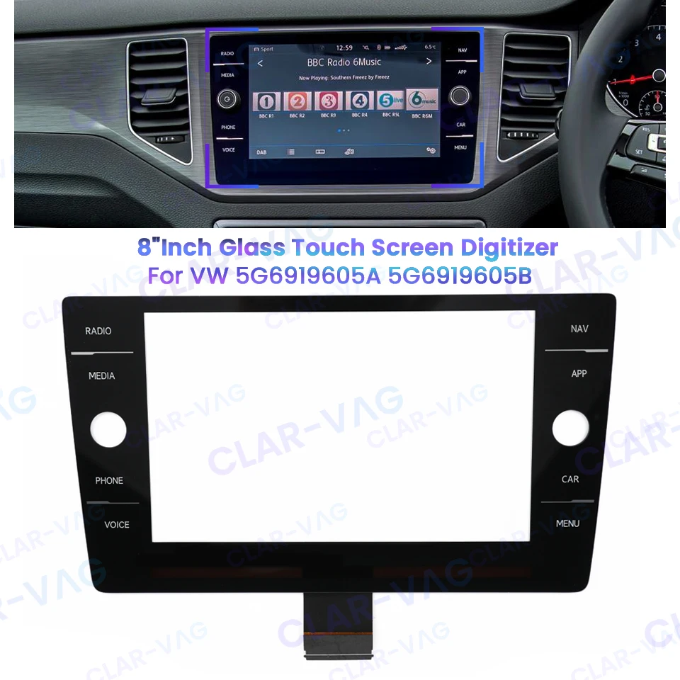 5G6919605 8inch 60 Pins Touch Screen For VW MK7 Golf 7 Passat b8 Polo Mk6 Car Radio Parts Glass Panle