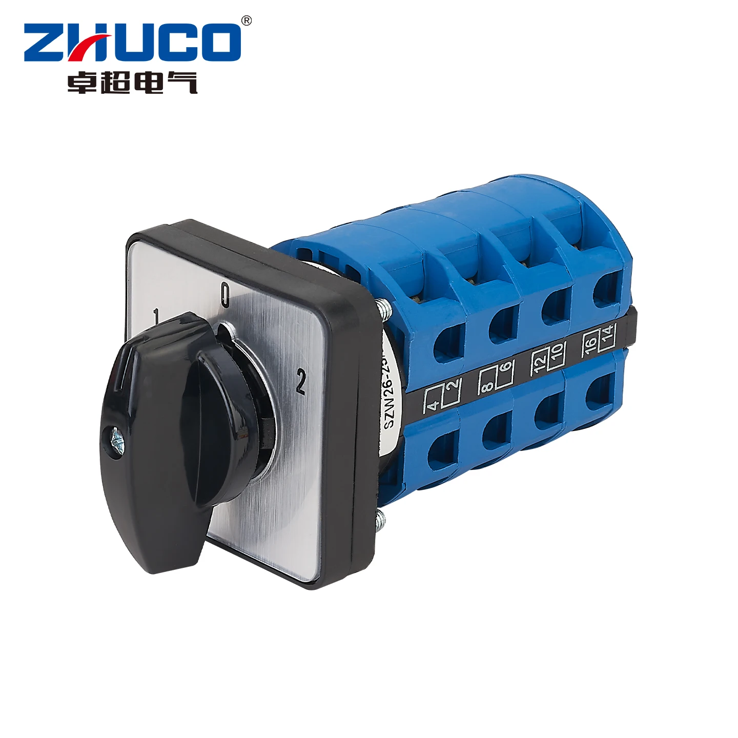 Zhuco 2/3 Position Selector Switch 25A 690V, 16-Terminal Universal Rotary Cam Selector with Locking Switch, Suitable for Distribution Cabinets, Machine Tools, Industrial Panels (Szw26-25, on Off On, on Off, on on)