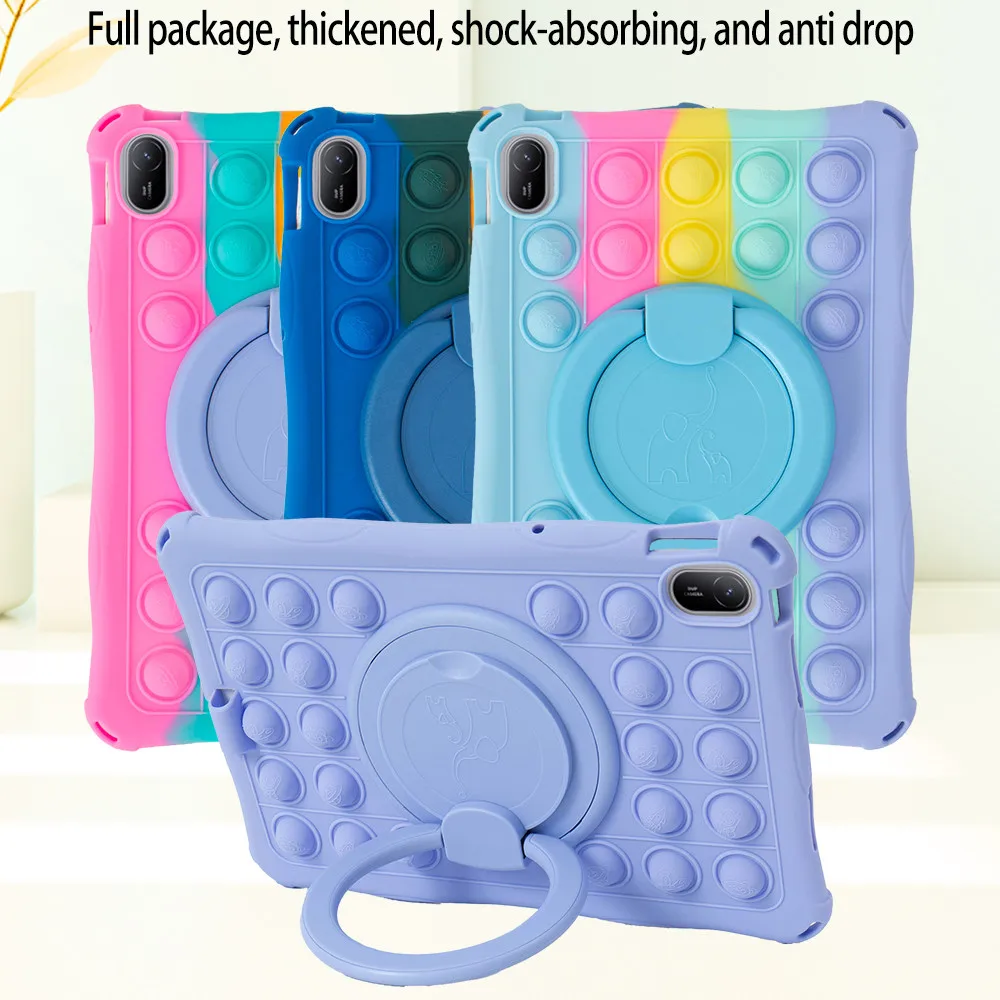 New Soft Bubble Silicone Kids Safe Tablet Case Cover For Huawei MatePad SE 11 2024 SE 10.4 2022 Rotation Stand Cover