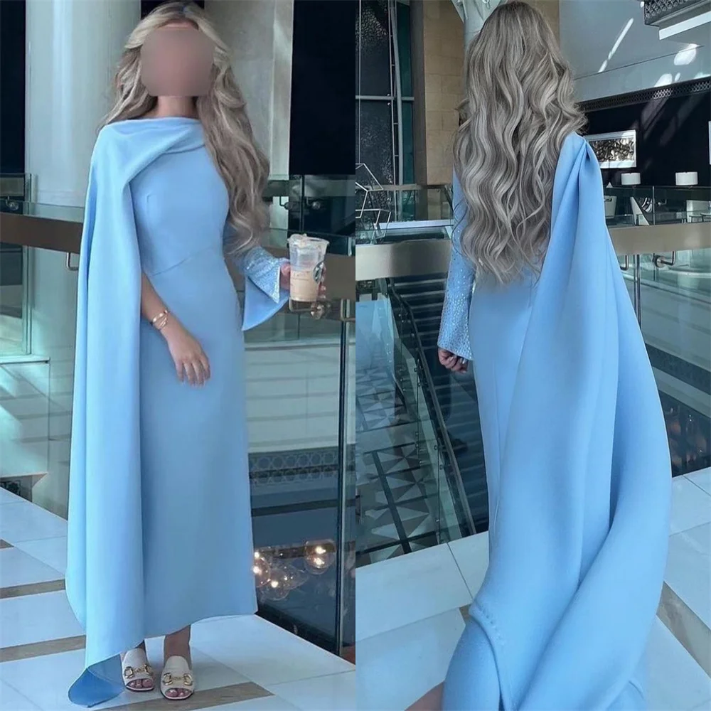 

Oisslec Prom Dresses Elegant Bateall Sheath Celebrity Draped Satin Occasion Evening Gown Vestidos Para Mujer فستان سهرة نسائي