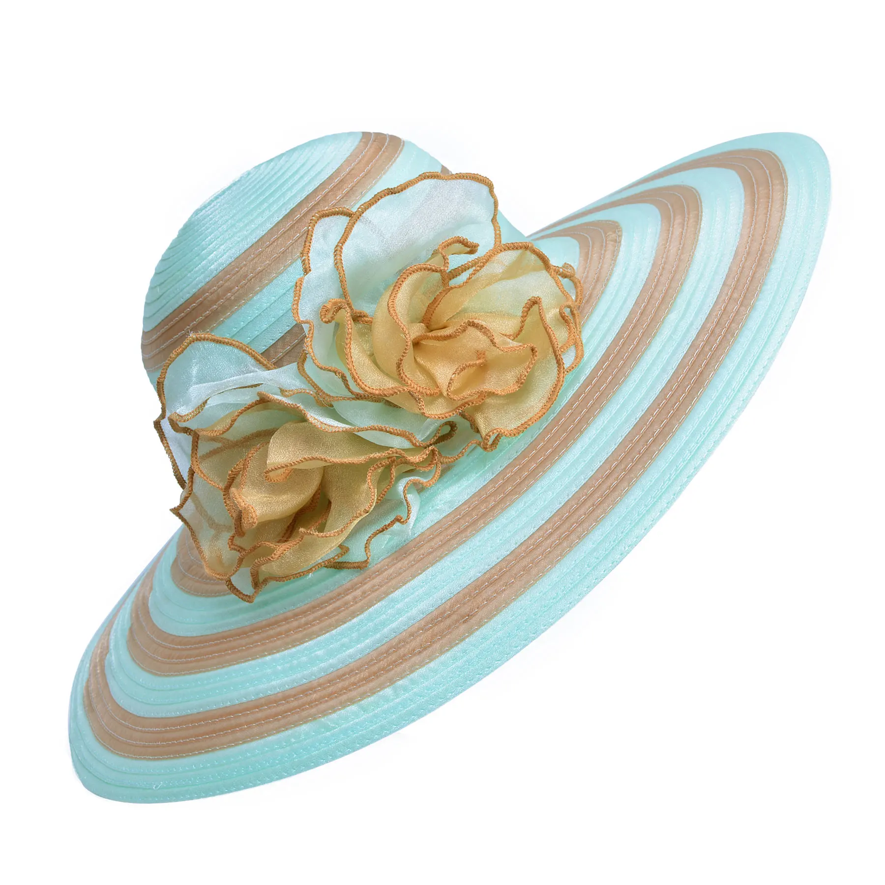 

Womens Church Kentucky Derby Carriage Wedding Tea Organza Ribbon Floral Hat A437