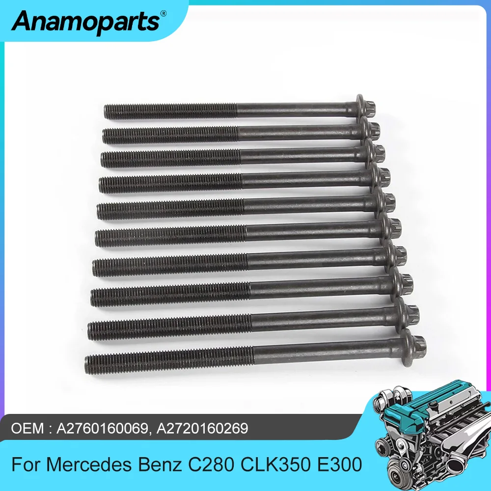 Engine Parts Cylinder Head Bolt Set Fit 3.5 L V6 Gas For Mercedes Benz C280 CLK350 E300 A2760160069