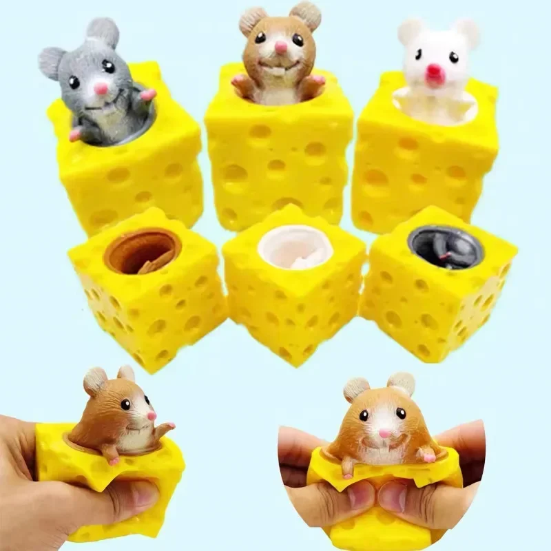 Mouse Squishy Toy Cheese Stress Ball Squishy Rat Squeeze Cheese Fidgets Squishy Mice Toy Stress Novelty Toy For People  GIfts