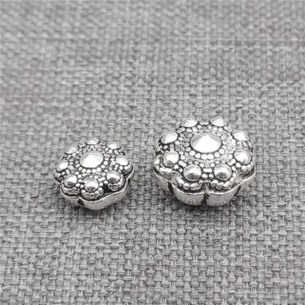 8 Sterling Silver Louts Pod Beads 925 Silver Meditation Flower Bracelet Spacer 6mm 7.5mm