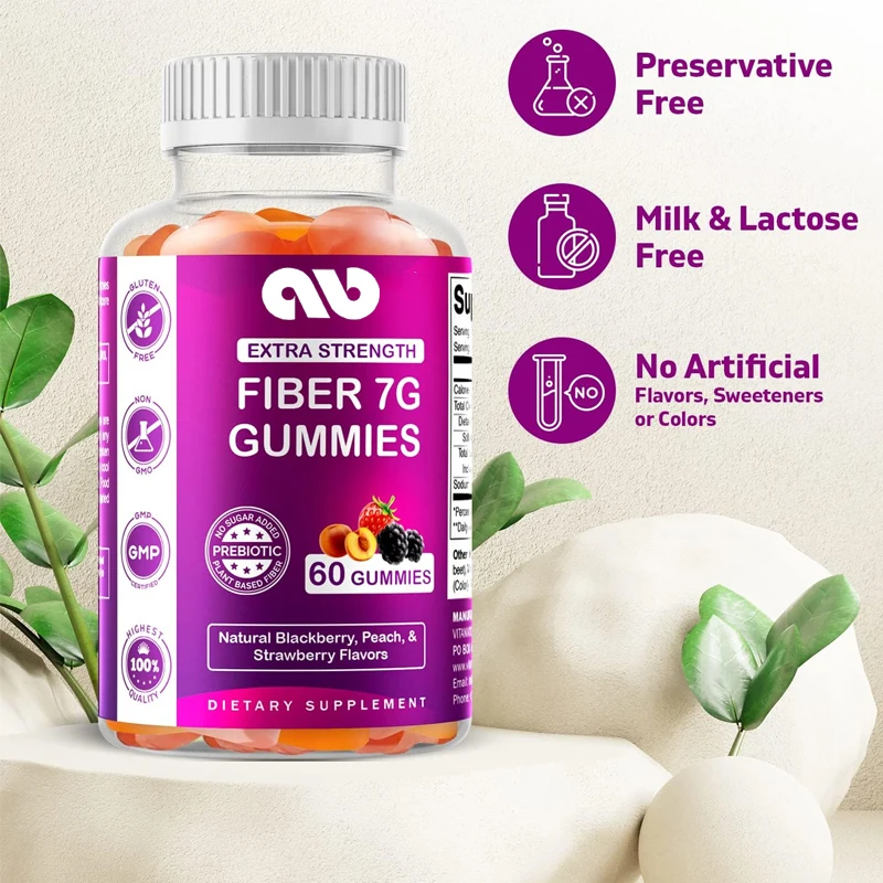 Adult vitamin prebiotic fiber gummies -7G fiber super strong -60 gummies - digestive health and regularity support