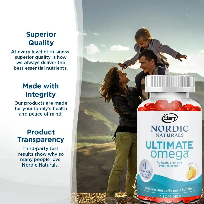 Ultimate Omega Soft Capsules 60 Count Concentrated Omega 3 Fish Oil Supplement Rich in DHA And EPA No Fishy Or Lemon Flavor