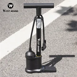 WEST BIKING 160PSI High Pressure Floor Pump Dual Cylinder Tire Inflator Aluminum Alloy Manual Air Pump For E-bike MTB Road Bike