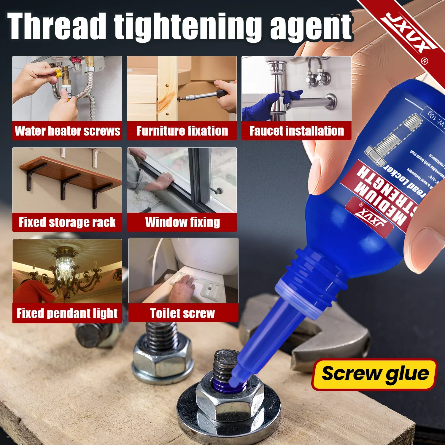 10ml lock tight thread locker heavy strength adhesive Screw Glue Quickly Cured Thread Locking Agent Anaerobic Adhesive Corrosion-Resistant Anti-Loosening Glue Sealant for Screws 6pcs. - view 5