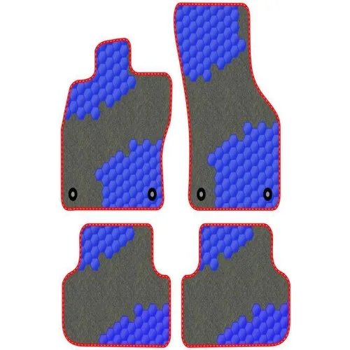 Honda Civic Euro Hatchback 2003-2005 -5 Door Makeup Compatible Gray Carpet Blue Pattern Red Edge Plus Mat