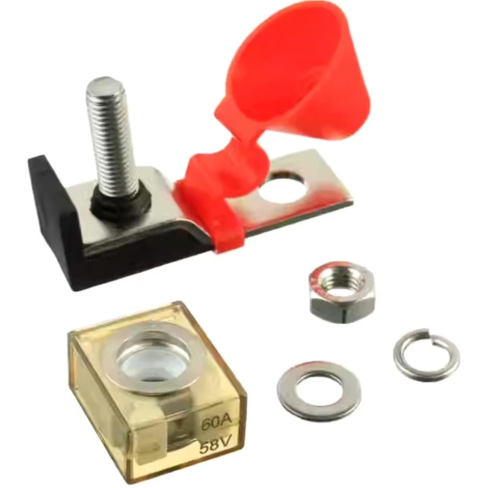 30A-300A Battery Terminal Mount MRBF Fuse Block Kit 58V With Single Stud 5/16