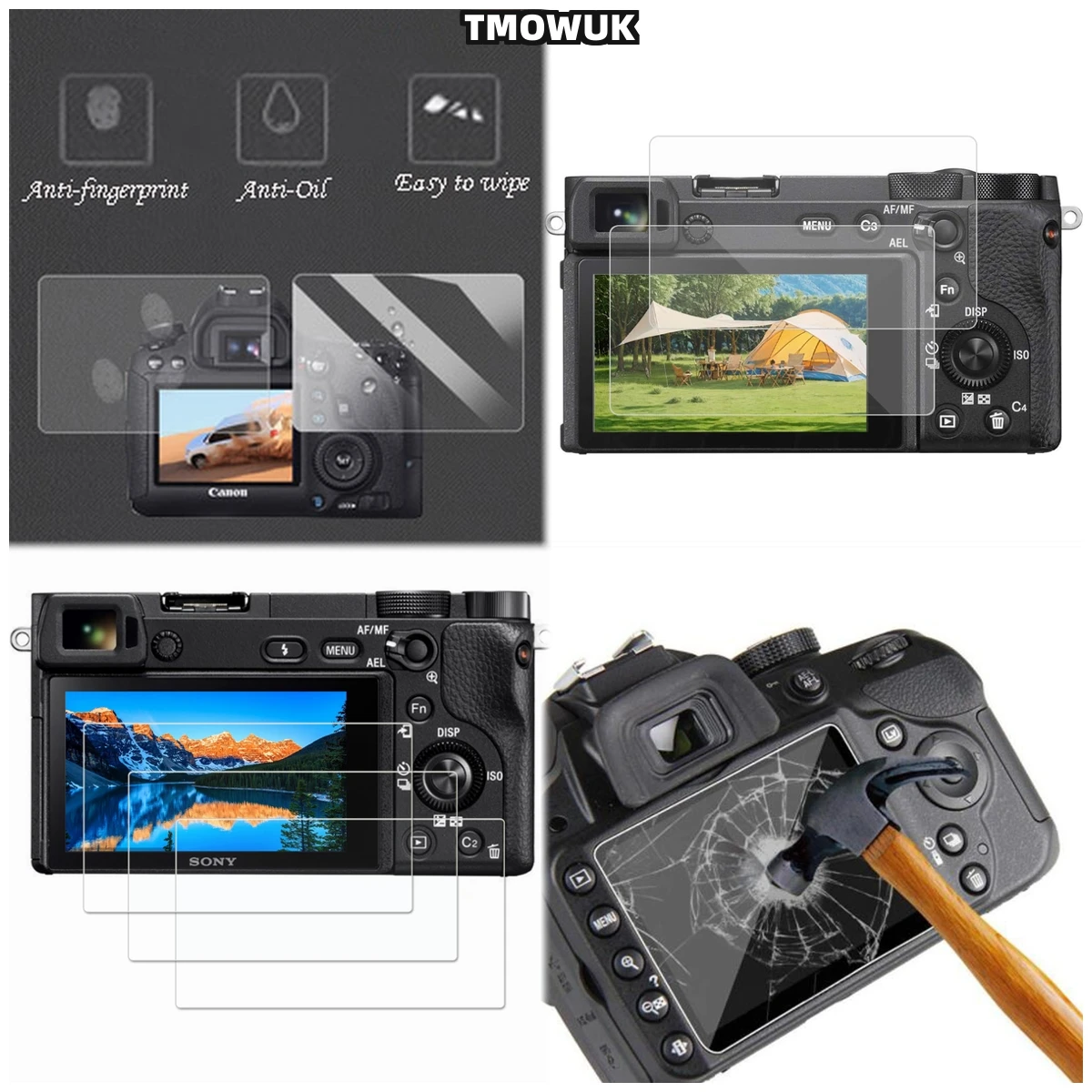 

For Sony Alpha A6600 A6000 A6100 A6300 A6400 A5000 NEX-7/6/5/5N/5T/5R/3, HD Tempered Glass Screen Protector