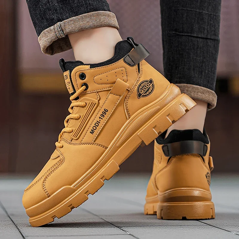 Autumn Winter Ankle Boots For Men Comfortable High Top Tooling Boots Man Biker Boots Fashion Versatile Men's Motorcycle Boots