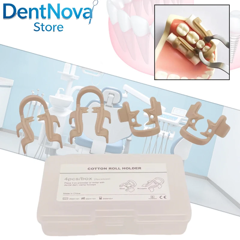 

4Pcs Resin Dental Cotton Roll Holder Clips Hemostatic Clamps for Premolar Molar Endodontic Restorative