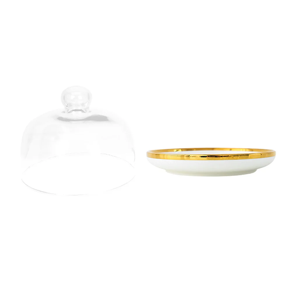 

Dessert Cake Dome Glass Cover Food Presentation Cupcake Tray with Clear Display Holder