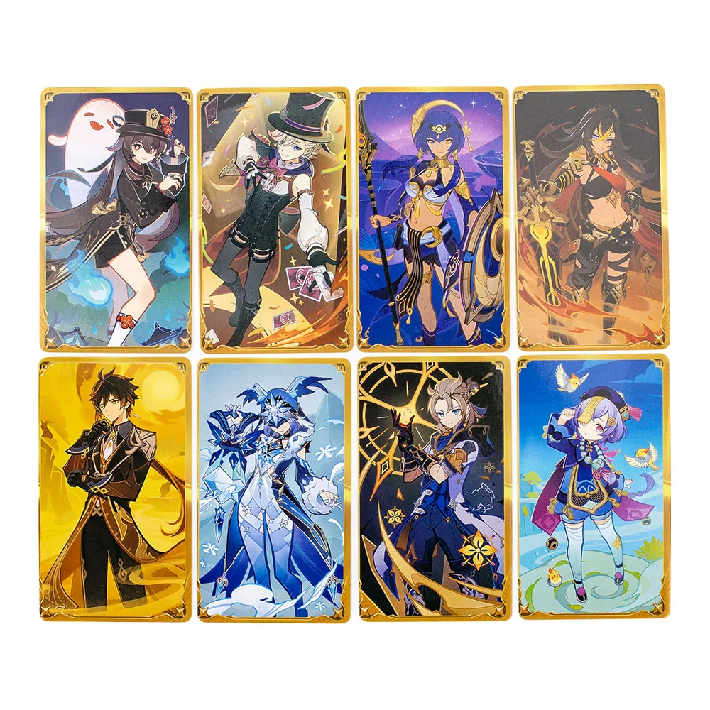 65PCS Genius Invokation TCG Set Cards Cartoon Diluc Klee Ganyu Collei Keqing Mona Noelle Character Cards Seven Summoned Saints