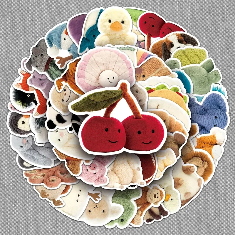 10/30/50Pcs Jellycat Cartoon Doodle Stickers Cute Doll Decorations For Water Cups And Mobile Phones Unique Cross-Border Design