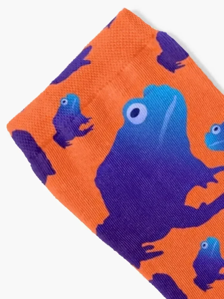 جوارب بنمط العلجوم الزرقاء (على برتقالي) جوارب برباط لامعة هيب هوب سنو يابانية على الموضة للنساء والرجال #2