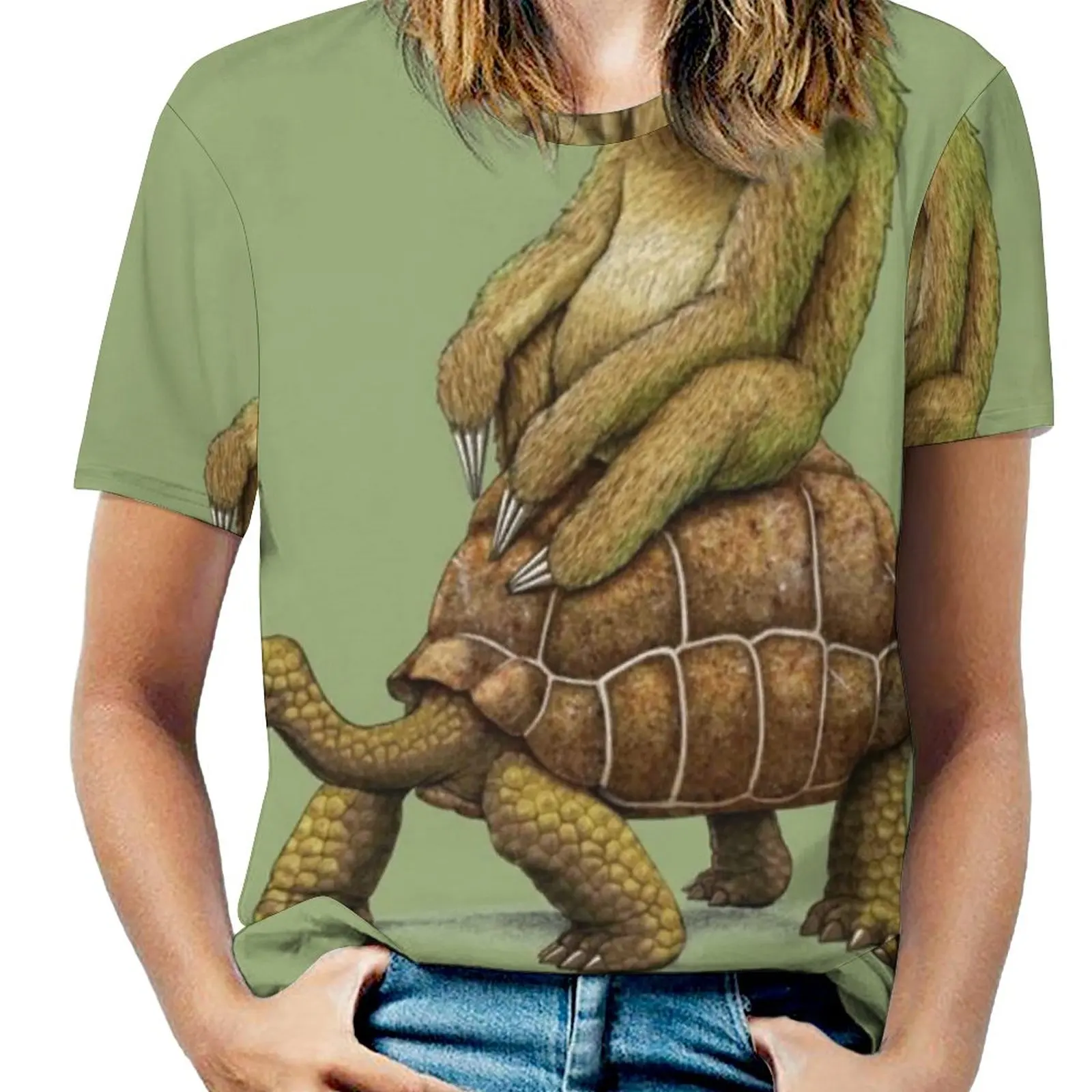 Speed Is Relative Fashion Print Women Ladies Girls T-Shirt Harajuku Round Neck Short Sleeve Tops & Tees Sloth Turtle Tortoise