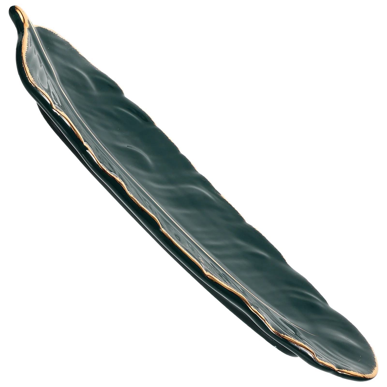 

1Pcs Ceramic Tableware Dark Green Leaf Shape Plate Snack Tray for Wedding Party Graduation Celebrations