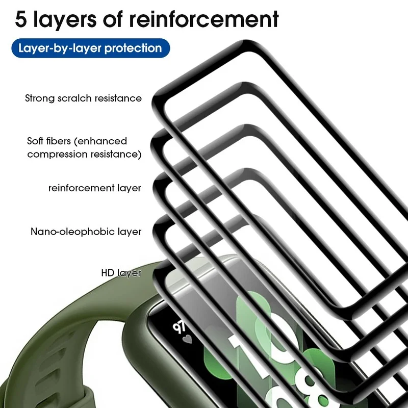 3Pcs 9D Curved Protective Glass For Huawei Band 7 Screen Protectors Film Hauwei Watch Fit Honor Watch ES Smart Wristband Film