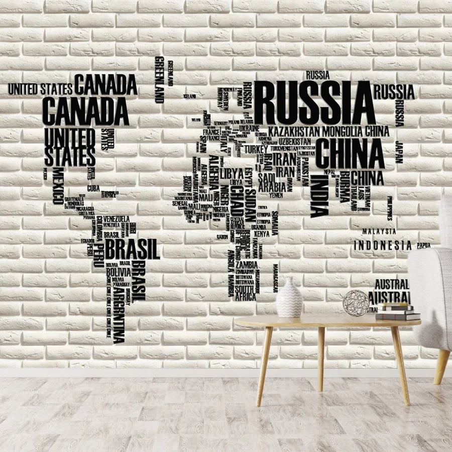 

Съемные виниловые обои для гостиной, детские мультяшные картины мира, кирпичные контактные обои, наклейки для домашнего декора