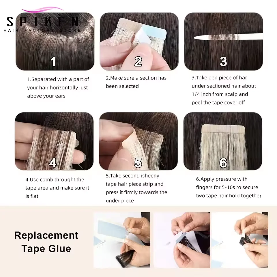 인간의 머리 확장의 금발 테이프 12"-24" 접착 테이프 인간의 머리카락 자연 스트레이트 브라질 기계 레미 테이프 20개