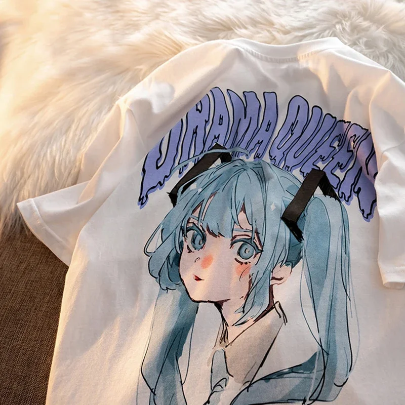 Camiseta de manga curta feminina, blusa Harajuku Kawaii, blusas de fada anime, moda streetwear, roupas de verão, Y2k