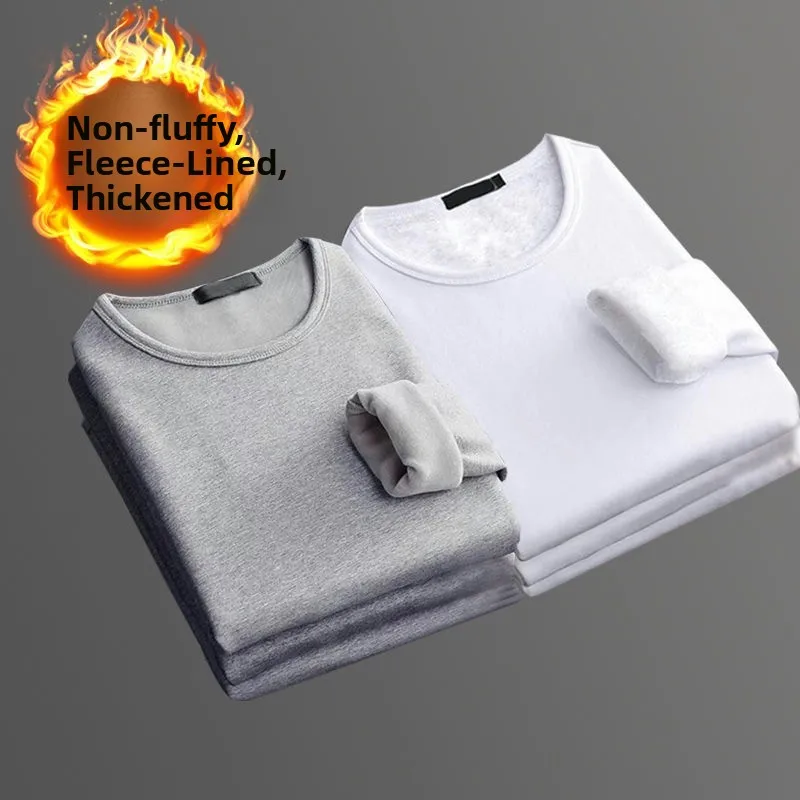 Thiened Fce Warm Top Men's Workwear Long Sve Underwear T-irt Base Layer irt for Autumn Winter Indoor Activities image 3