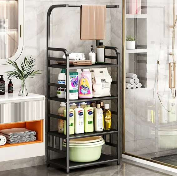 

*Multi-Tier Iron Floor-Standing Storage Rack with Wire Design Durable and Waterproof for Bathroom and Balcony Organization