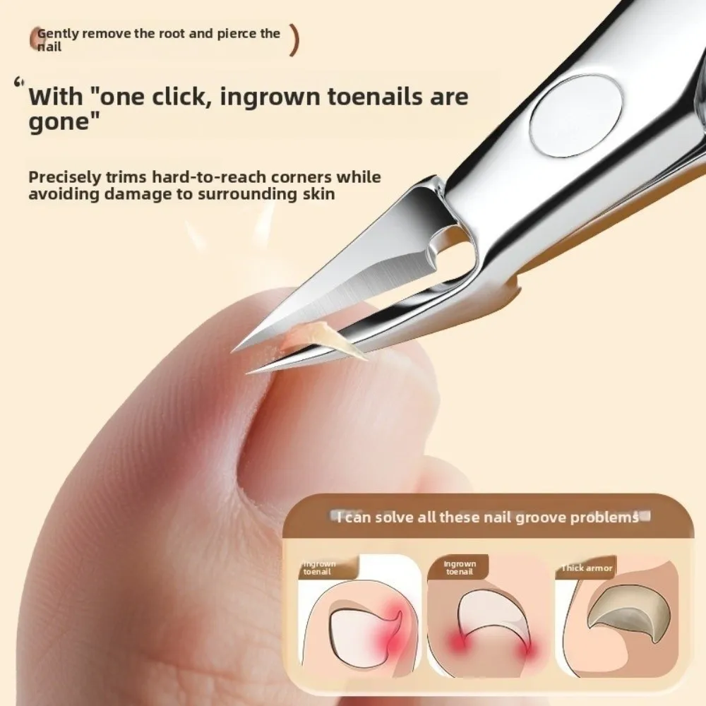 مقص أظافر الفك الكبير مضاد للرذاذ، مقص أظافر سميك، تصميم مائل من الفولاذ المقاوم للصدأ، أداة تشذيب أظافر نام #2