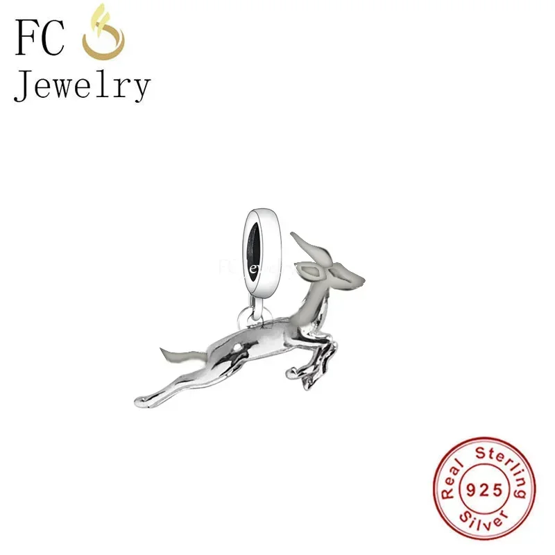 Fit Original Pan Charm Bracelet Authentic 925 Sterling Silver Leaping Africa Antelope Springbok Bead For Making Berloque DIY