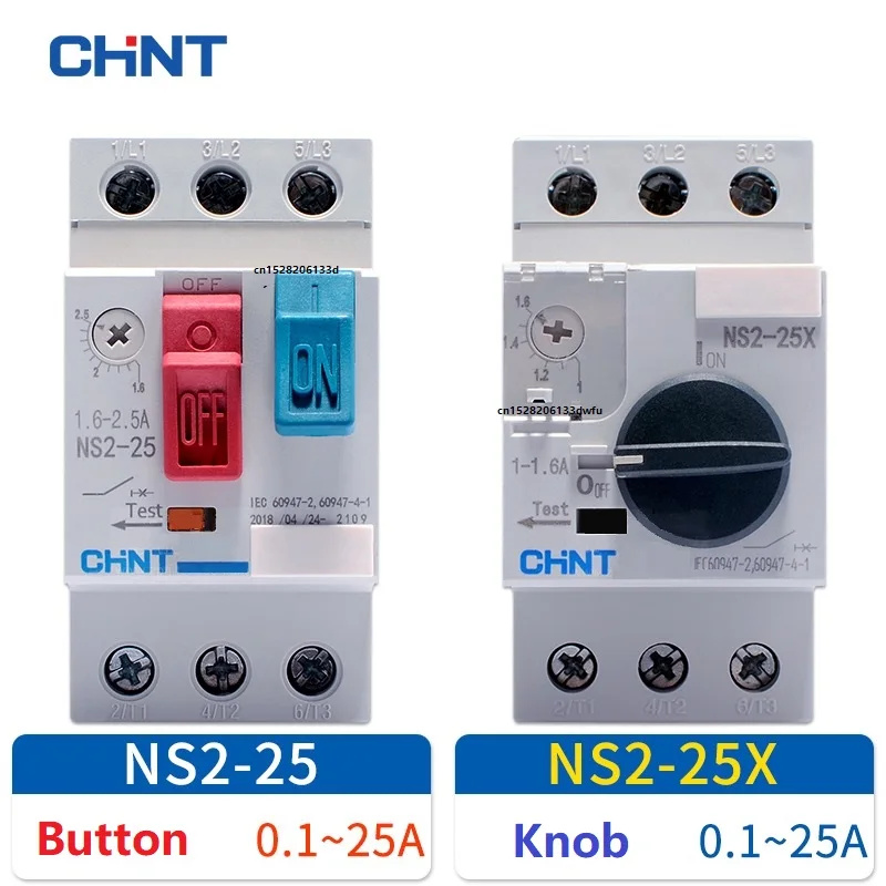 

CHINT Motor Protector Engine Protection Device NS2-25 NS2-25X Knob Button Tpye NS2-32 1.6-2.5A 2.5-4A 4-6.3A 6-10A 9-14A 18A 25A