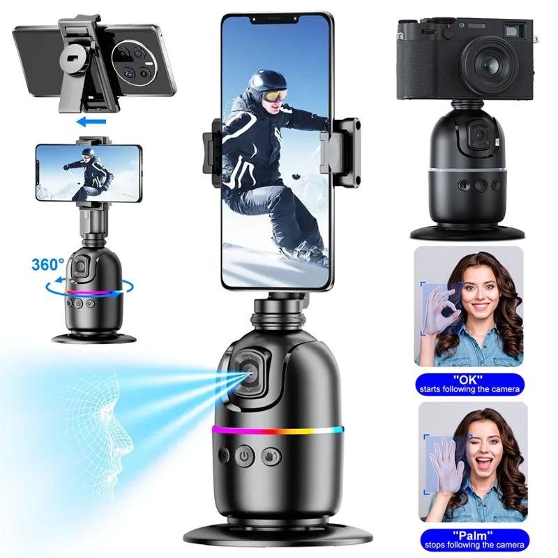 Auto Face Tracking Tripod, Smart 360°Auto Face Tracking AI SmartPhone Holder Tripod Stabilizer For Smartphone Video Recording