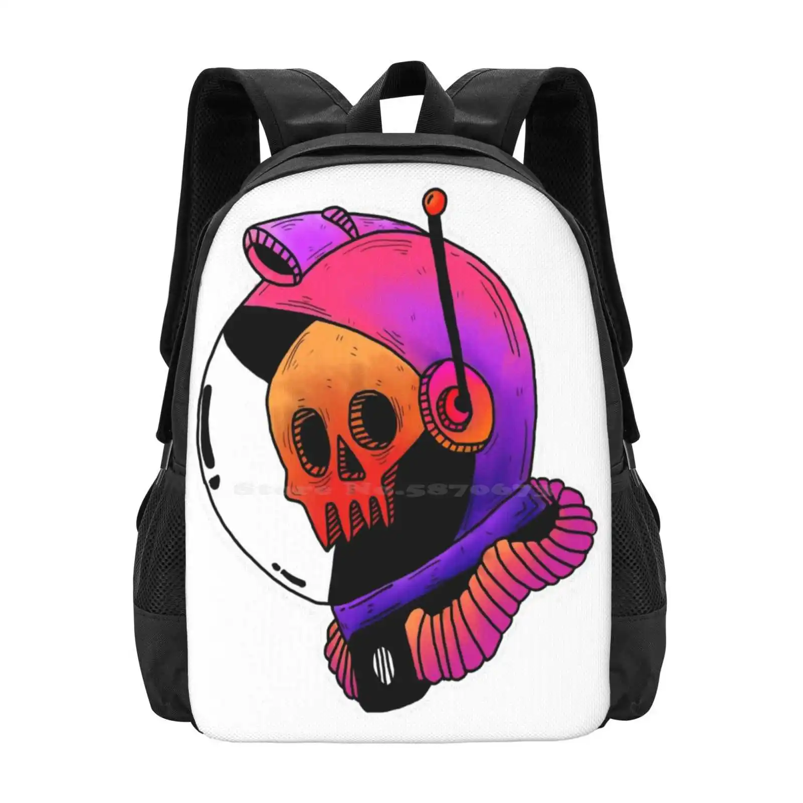 Spaceman Hot Sale Schoolbag Backpack Fashion Bags Skeleton Colored Retro Space Astronaut Skull Colourful Colorful