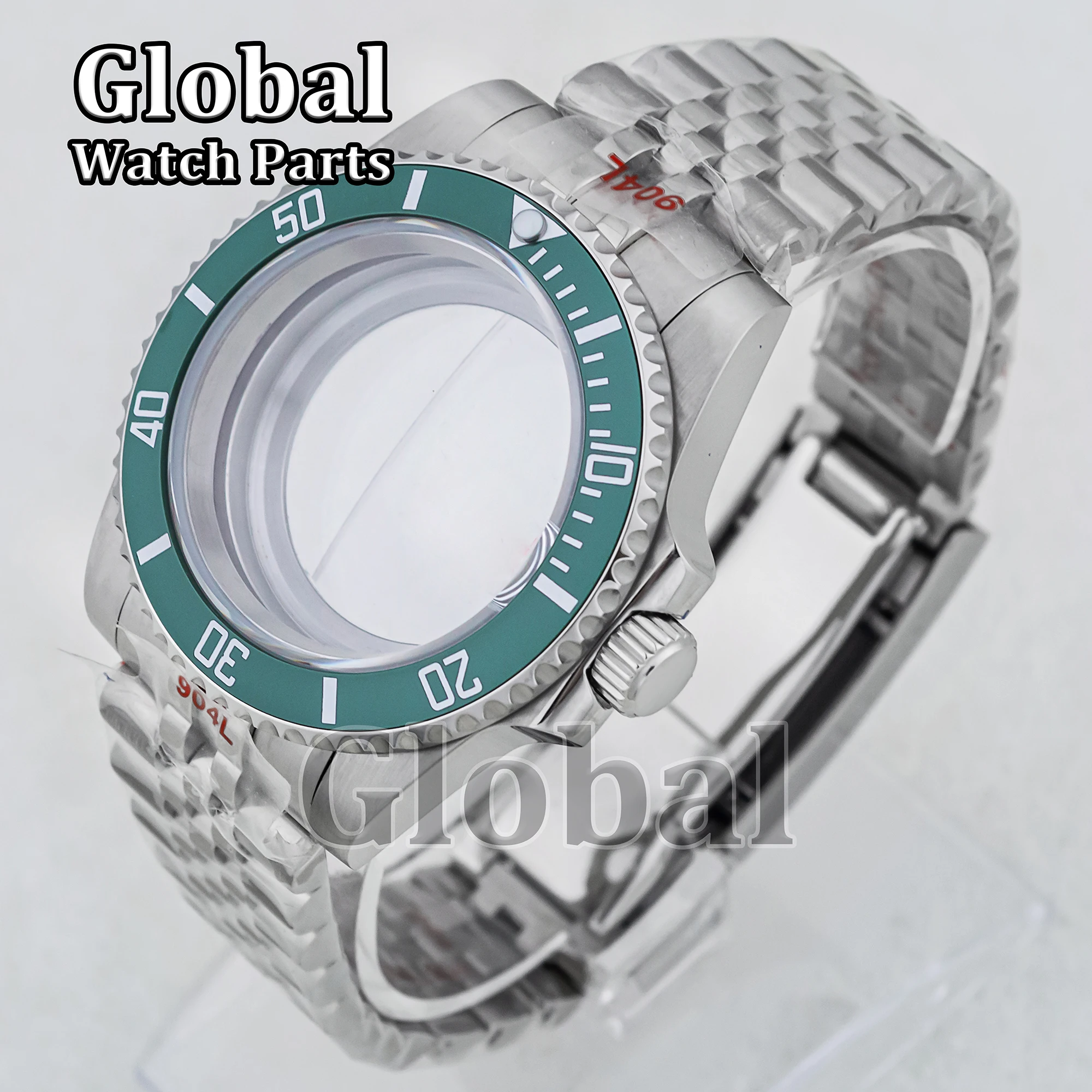 Stainless Steel NH35 Watch Case for SUB GMT Glass Bottom Solid Strap 5ATM Waterproof Modification Watch Parts Fit NH36 Movement