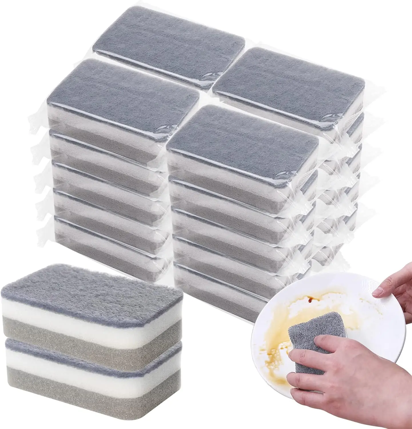 

Individually Wrapped Sponges 40 Pack Kitchen Dishwashing Sponge Bulk, Non Scratch Dishes Scouring Pad
