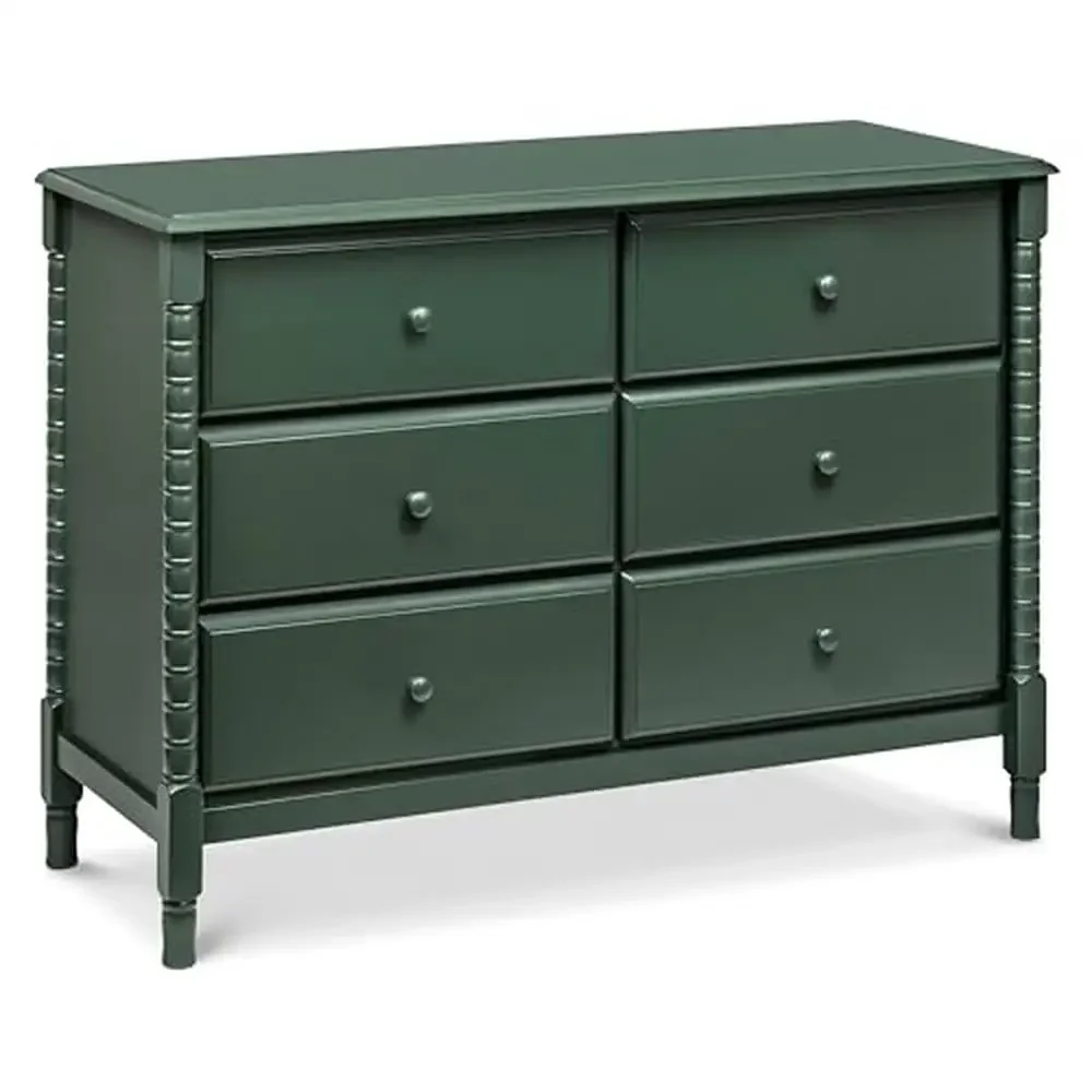 6-Drawer Changing Table Dresser New Zealand Pinewood Forest Green Nursery Furniture